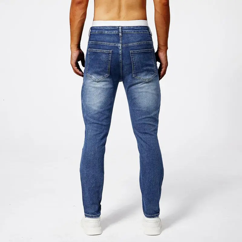Two tone unsettling patch work jeans mens fashionable summer thin straight leg slim suitable for calf discomfort 250326