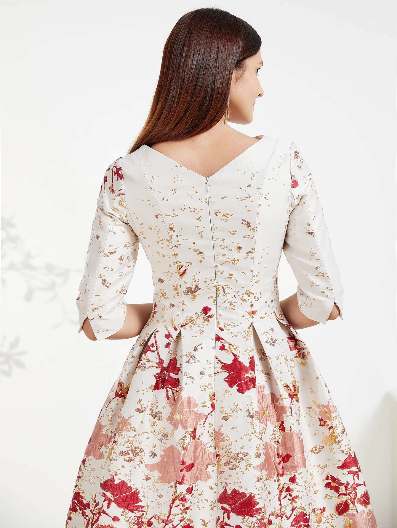 DEVCHATA New Spring Women Mid-long Jacquard ral Party Dress O-neck Ladies Fashion Formal Vestidos