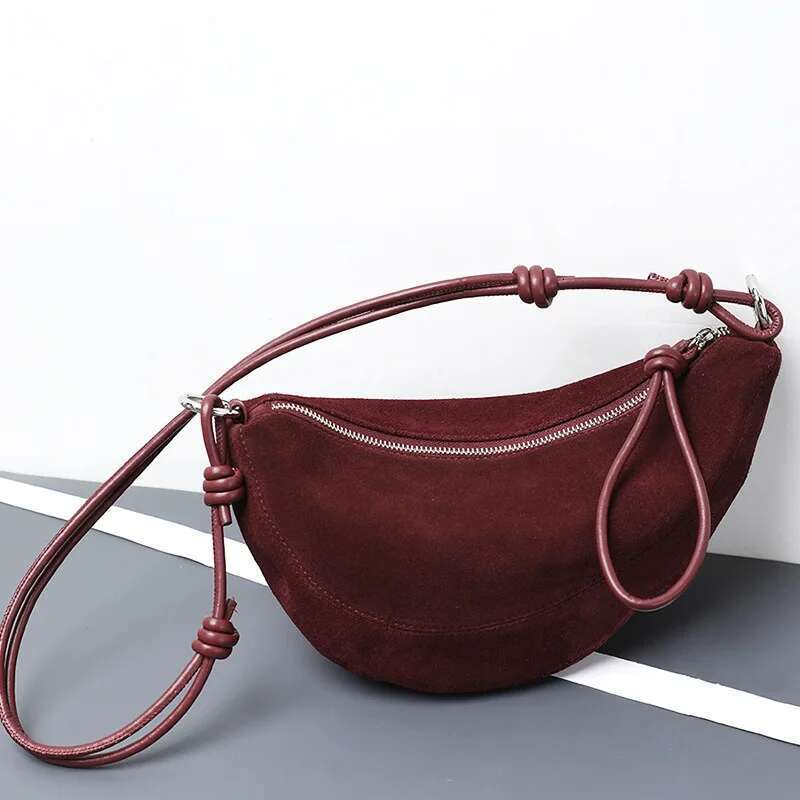 Women's Bags Niche Style Half-Moon Shape Flap Saddle Small First Layer Cow Leather Women Shoulder High-End Daily-Use Crossbody Bag