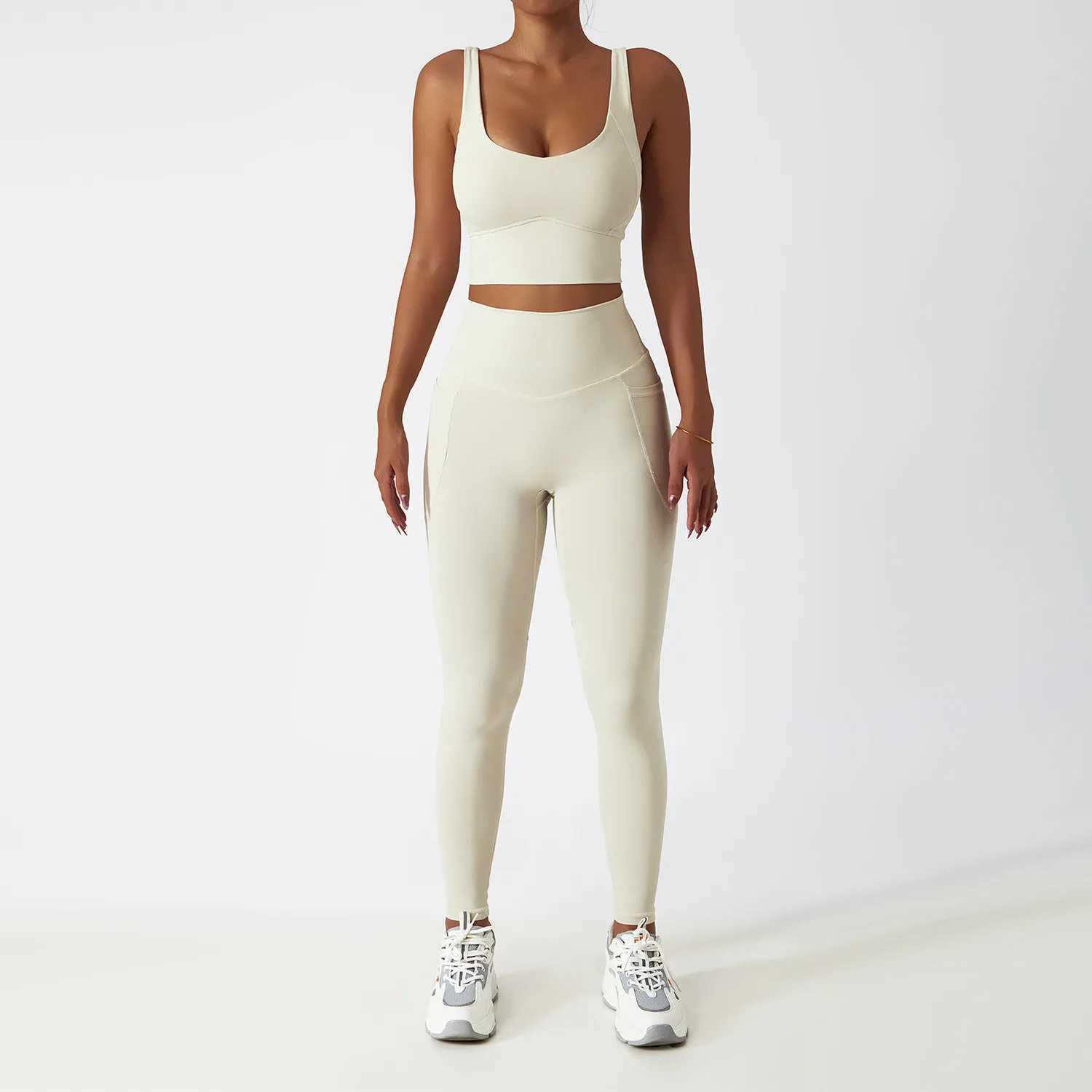 2PCS seamless womens track and field clothing yoga set sportswear gym clothing sportswear bra high waisted leg sportswear W250326