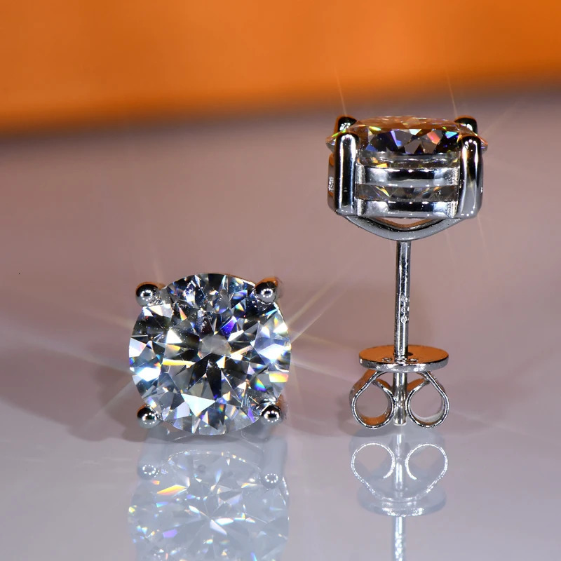 IOGOU m/4mm/5mm/6.5mm/8mm/9mm/10mm/11mm Certified D VVS1 Stud Earrings 925 Silver Earrings For Women Men Jewelry 250318