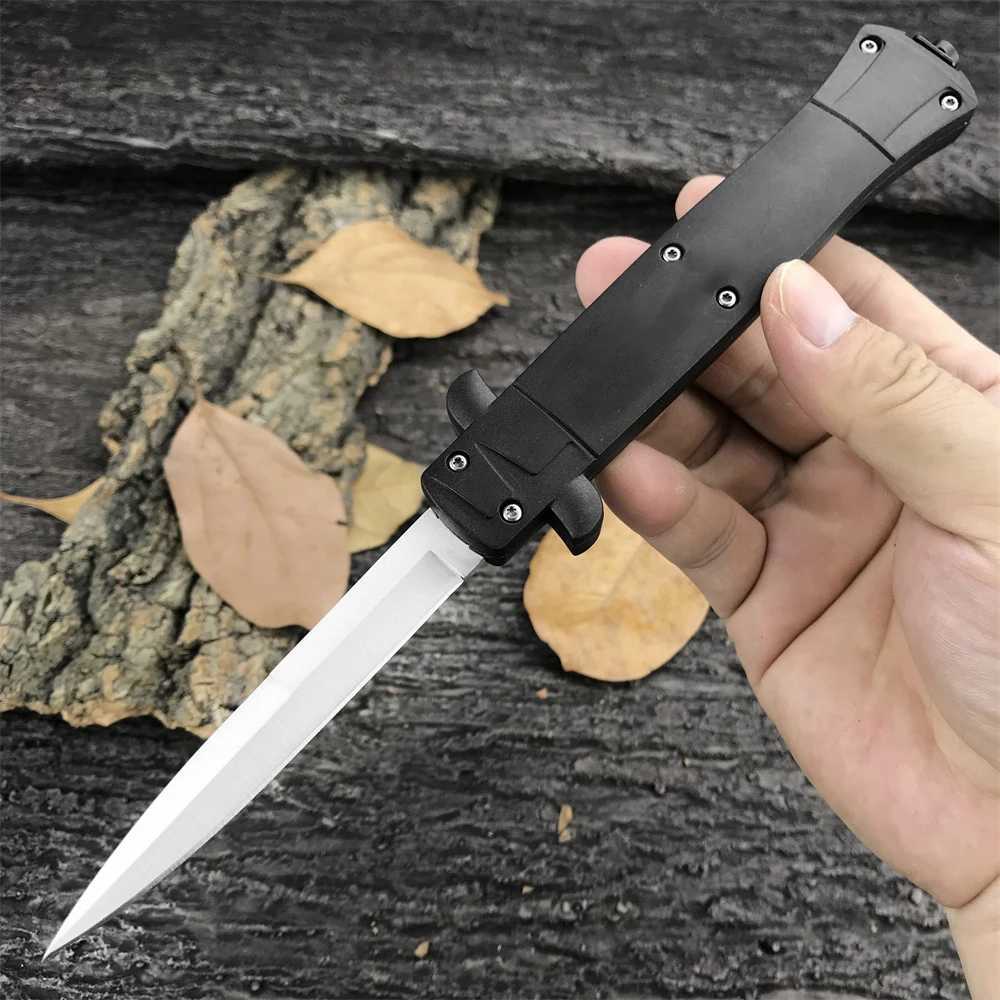 Black Italian Mafia Folding Knife 440C Steel 440C Blade ABS Handle Outdoor Survival Hunting Tool Tactical KnifeXJ250326