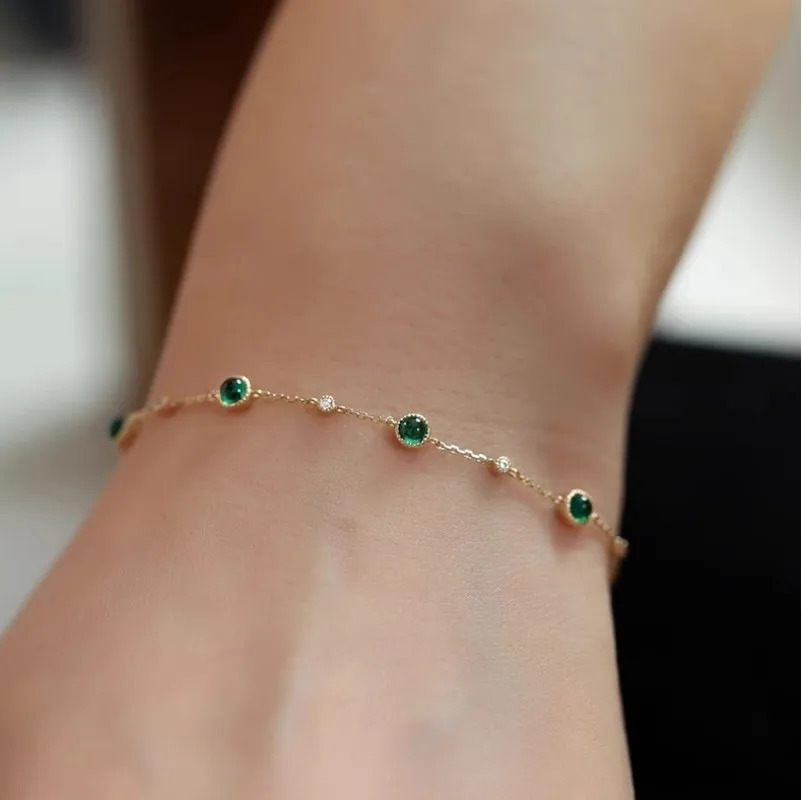 CCFJOYAS 100% 925 sterling silver jadeite zircon bracelet for women 18k gold-plated exquisite chain bracelet gift 250326