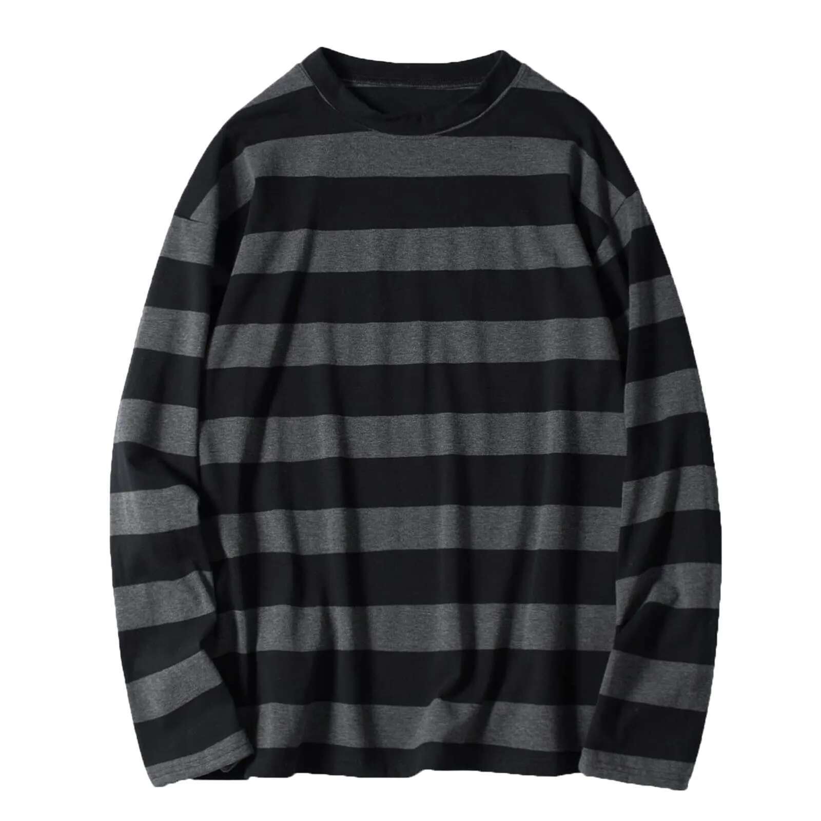 Ddmyshoesvip Korean Version Striped T Shirt Long Sleeved Bottoming Shirt Women Crew Neck Loose Oversized Tops For Spring And Autumn