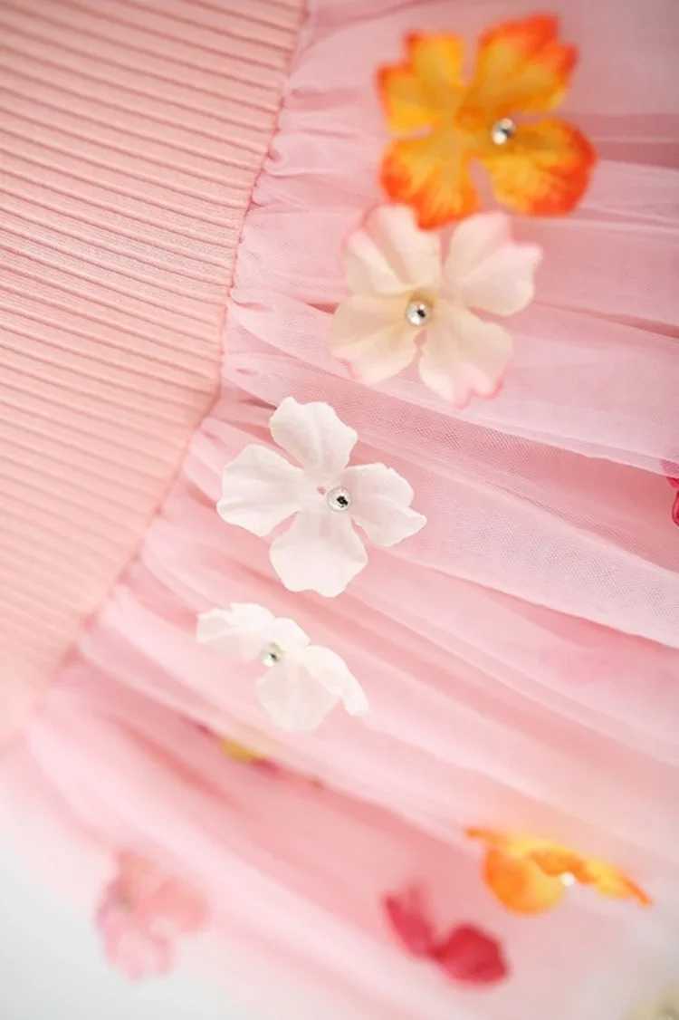 Summer 2025 Korea Sle Baby Girls Cute Mesh Dress Children Girls Par Dress W250326