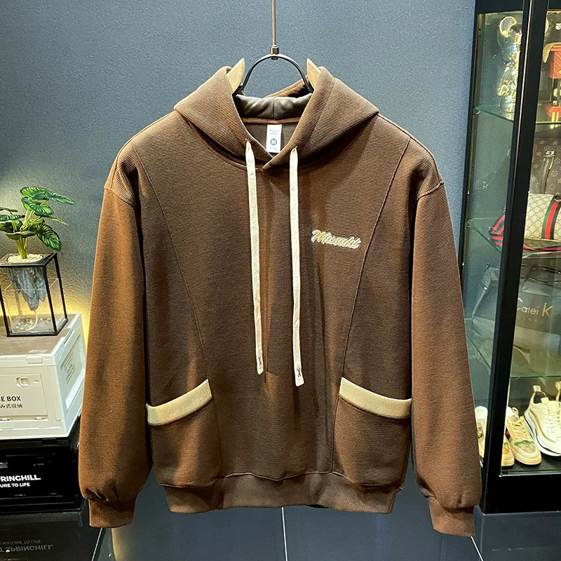 Loose hooded mens autumn mens high-end long sleeved jacket 250324