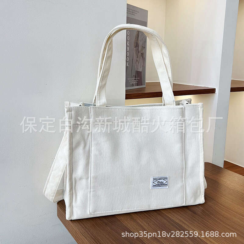 Computer corduroy shoulder handbag, 2024 new tote Korean version, fashionable Sen series crossbody bag, large capacity