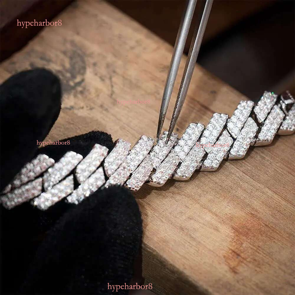 miami cuban k men 14MM wide 2 row dia prong iced out chain necklaces rapper hip hop jewelry designer necklace woman gift for girl