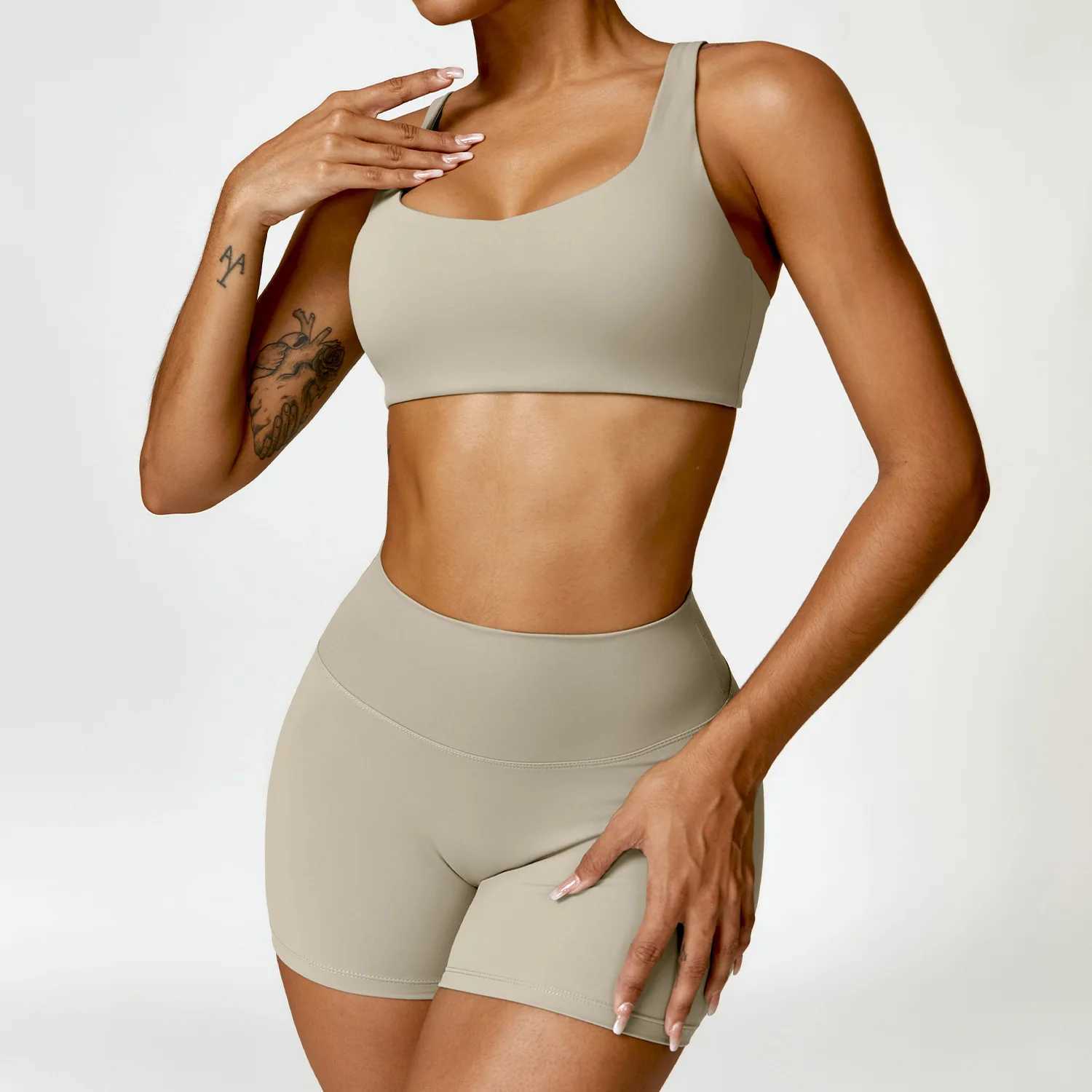 2PCS yoga set womens gym long sleeved sportswear fitness bra crop top sportswear womens sportswear W250326