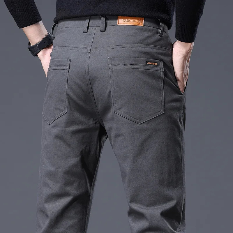 Autumn 97 pure cotton mens pants Korean fashion slim straight three person soft and comfortable elastic casual solid color 250326