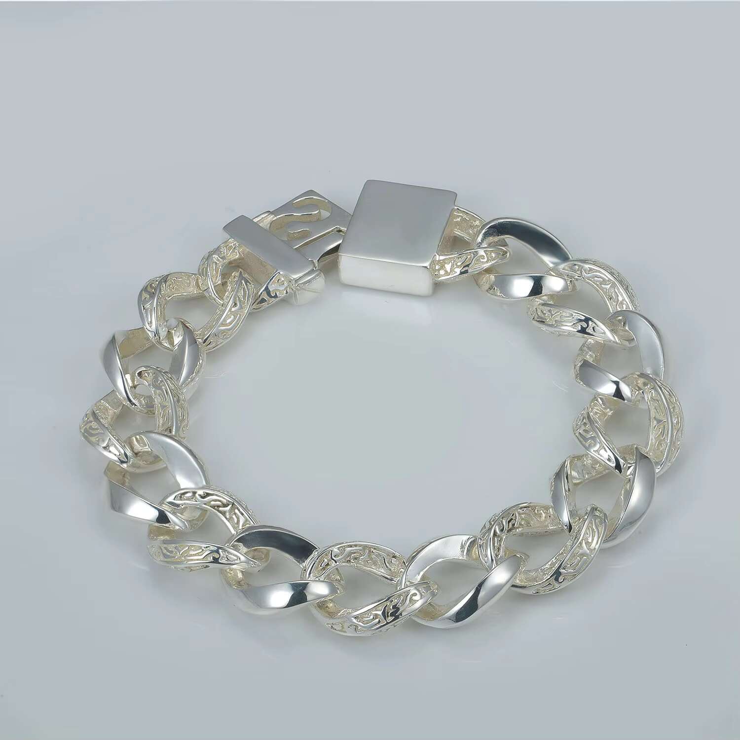 Men's large chain bracelet with antique tribal design, sier bracelet, pure sier, high-quality Christian