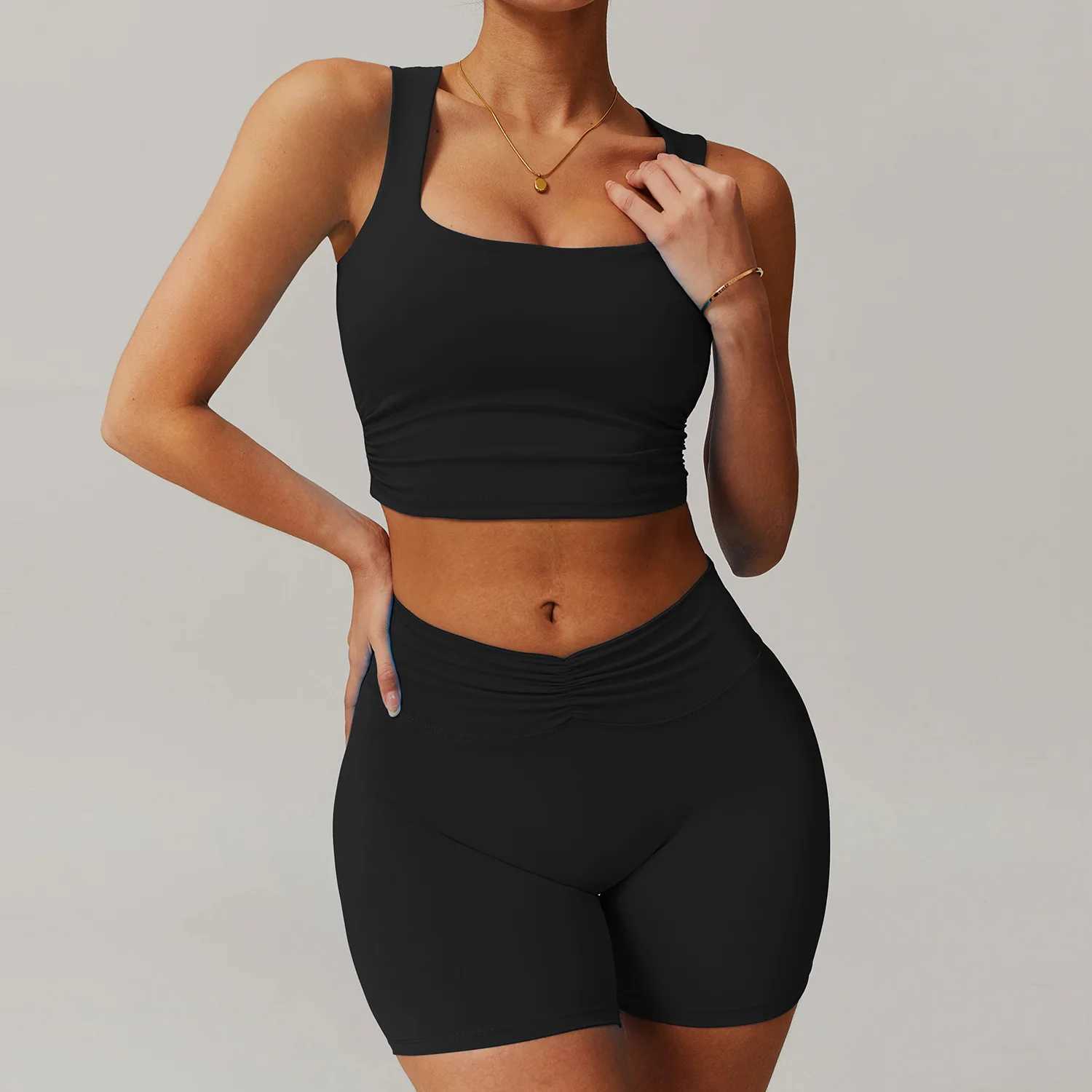 2PCS Yoga Set Womens Gym Set Long Sleeve Zipper Sports Set Womens Track and Field Wear Running Push Up Sports Wear Womens Sports Shirt W250326