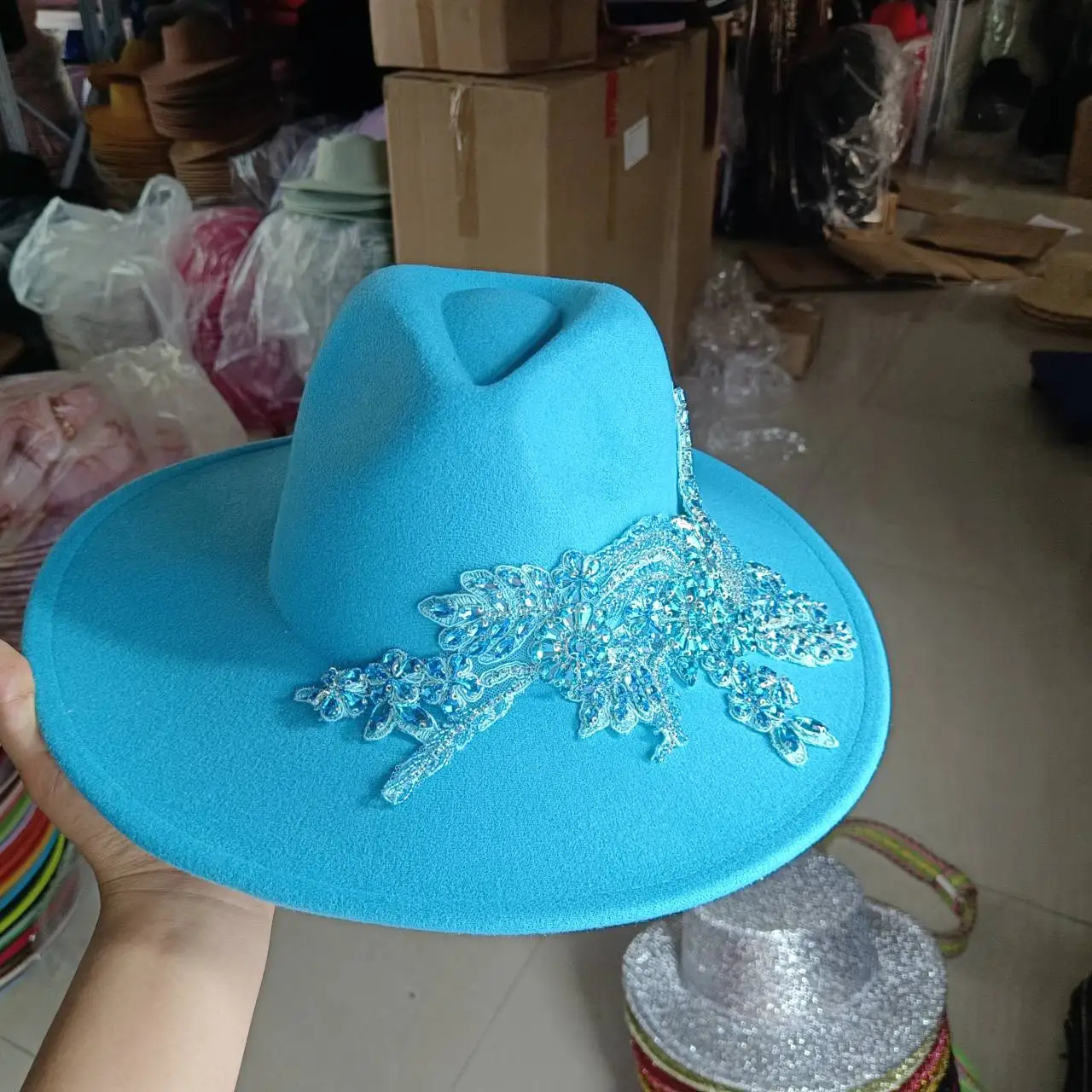 Rhinestone Hat Fedora Hat 3D Rhinestone Womens Jazz Hat Support DIY Fedora Hat Product Release Sombrero Hat 250325