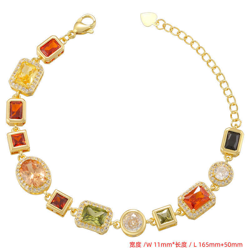 Designer bracelet Diamond bracelet Light luxury diamond jewelry studded square necklace with high-end feel bracelet necklace set accessories for women