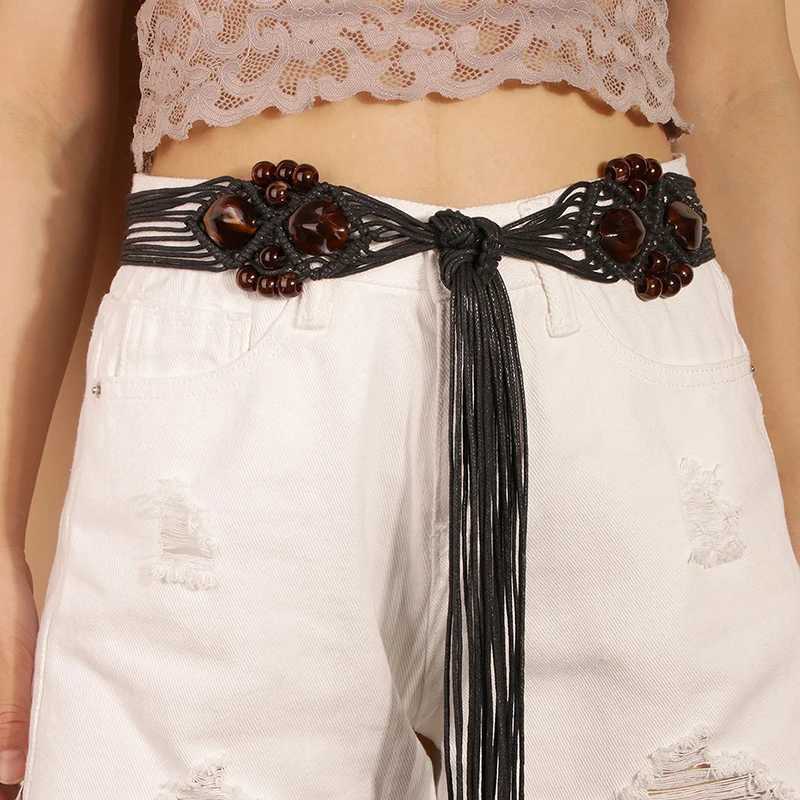 MYMC Womens Bohemian Knitted Belt Casual Fashion Belt Tassel for Jeans and Dresses W250326