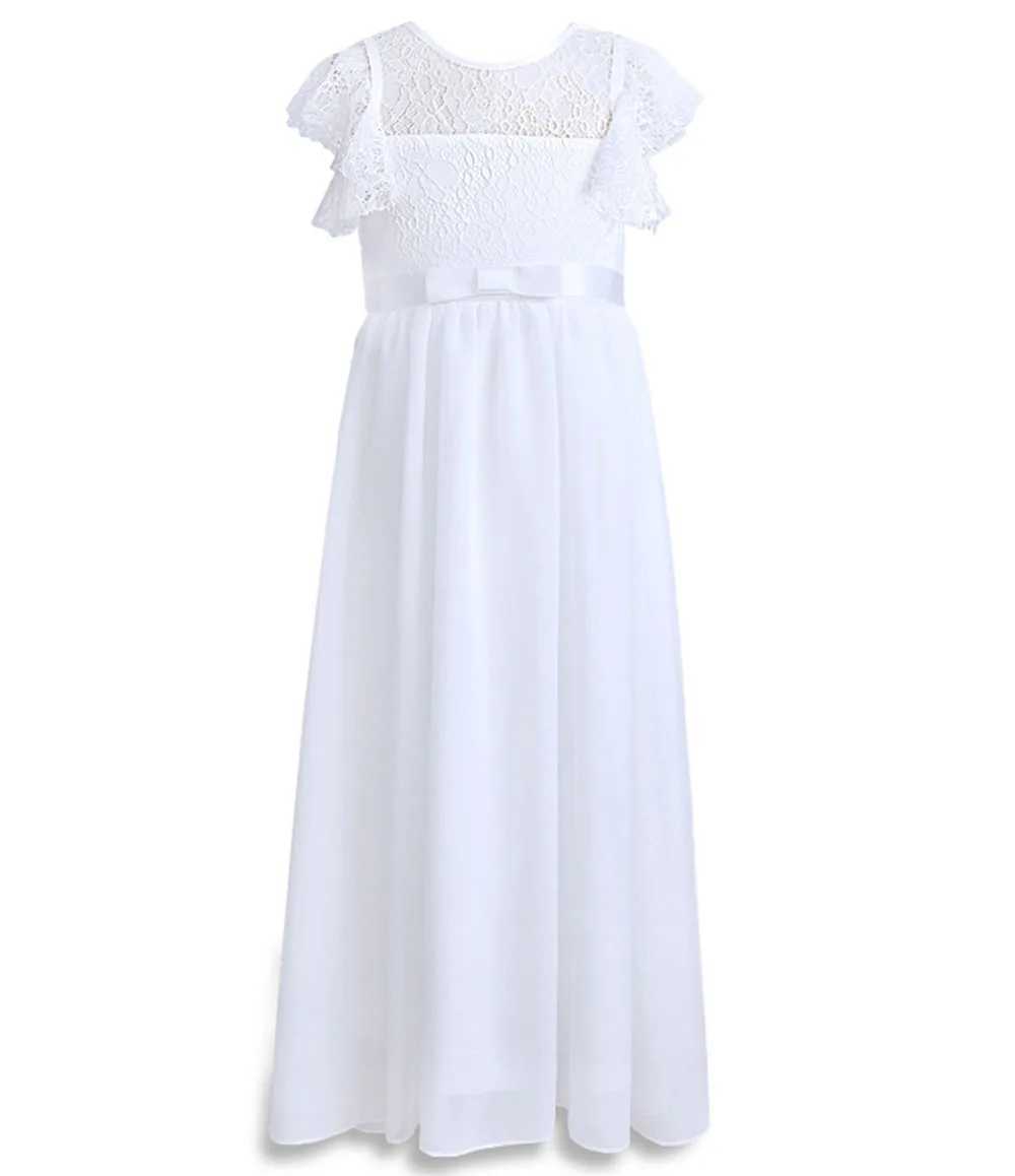 Hetiso Chiffon Flower Girl Dress Hollow Lace Childrens Wedding Performance Par Pageant Dress Teen Bridal Dress 4-13 Years Old W250326