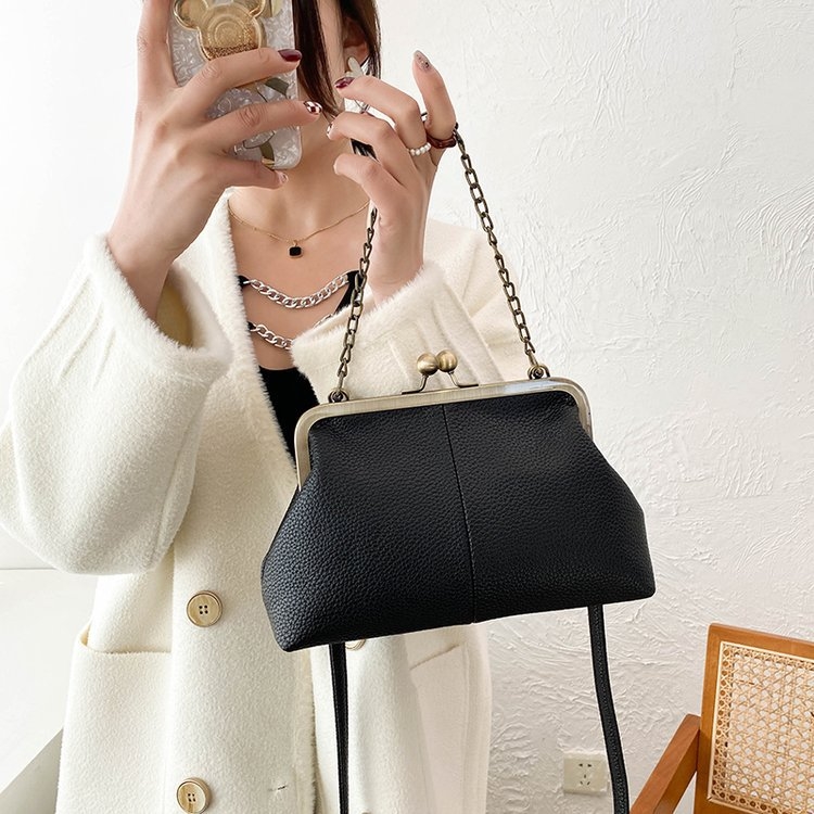 Free shipping Europe and the United States retro shell bag new lychee pattern simple 100 shoulder bag clip chain handbag women's bag