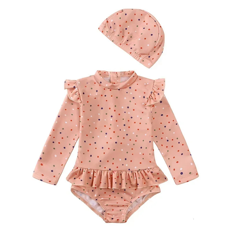Girls Cute Backless Floral One-piece Swimsuit Baby Bikini Swimwear with hat Sun-proof Beach Vacation Toddlers Kids Chic Swimsuit 250326