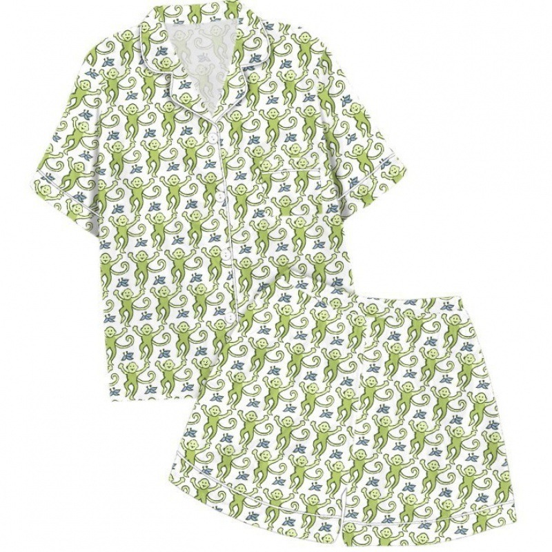 Summer Home Clothes Monkey Digital Printed Parent Child Short Sleeve Pajama Set