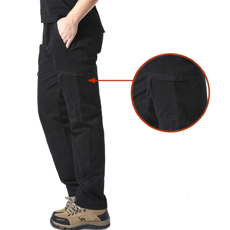 High quality mens cotton cargo pants casual multi pocket tactical spring and autumn outdoor camping hiking work 250326