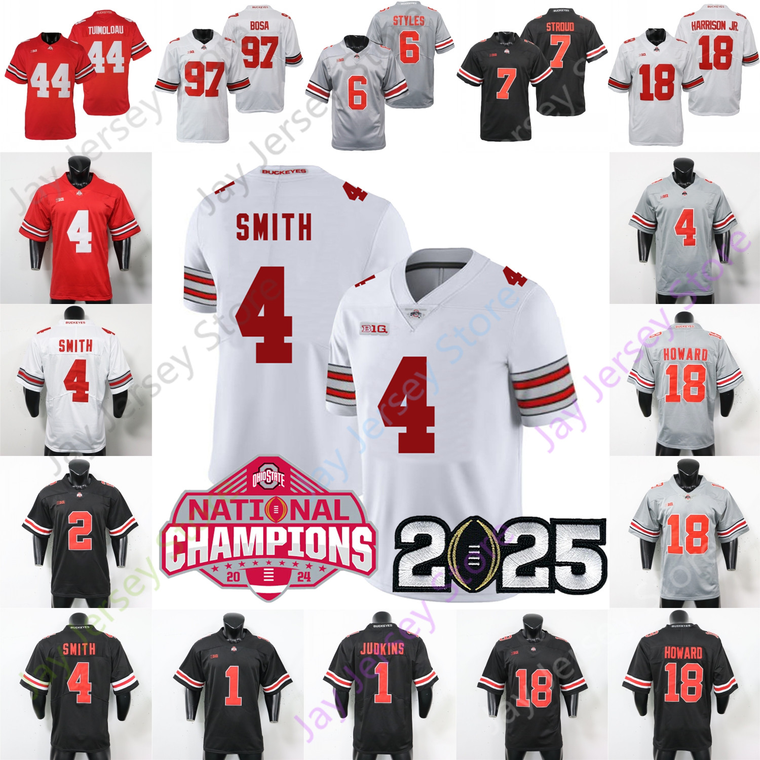 2025 2024 Football Jersey College Jeremiah Smith Caleb Downs Julian Sayin Carnell Tate C.J. Hicks Tavien St. Clair Donaldson Styles Tuimoloau Sawyer George Bosa