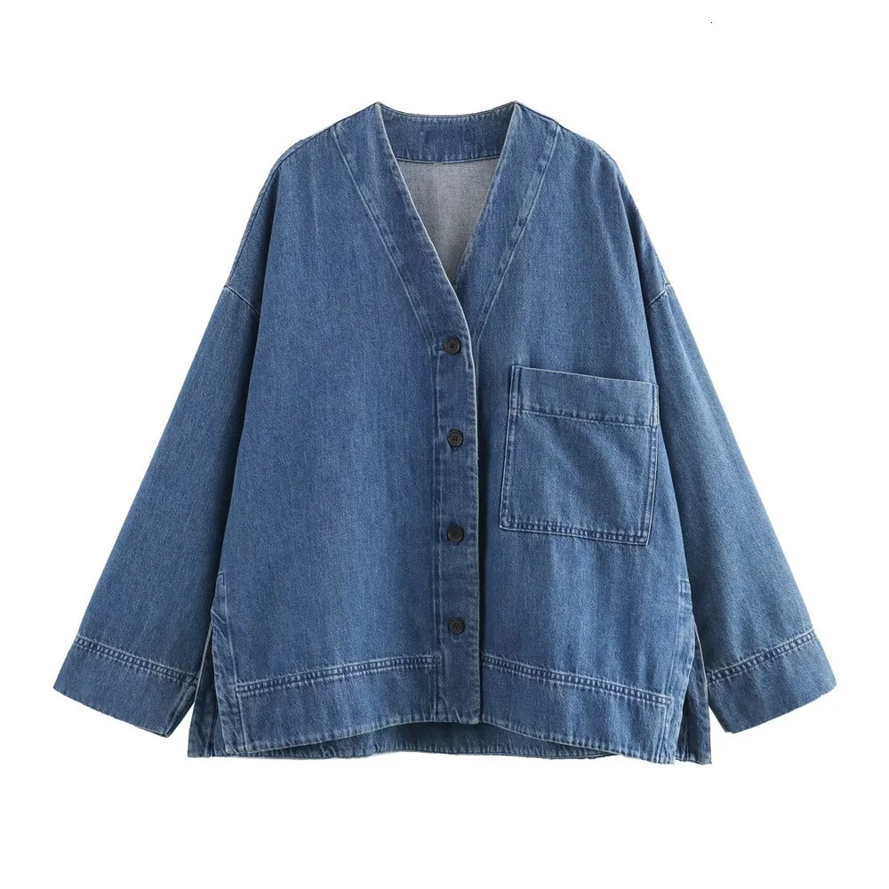 Kar Otza 2024 summer French womens casual loose Vneck long sleeved denim jacket 250318