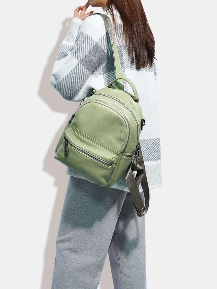 Zency Genuine Leather Backpack Fashion Student School Bag Female Travel Shoulder Women High Capacity Shopper Satchel Bags