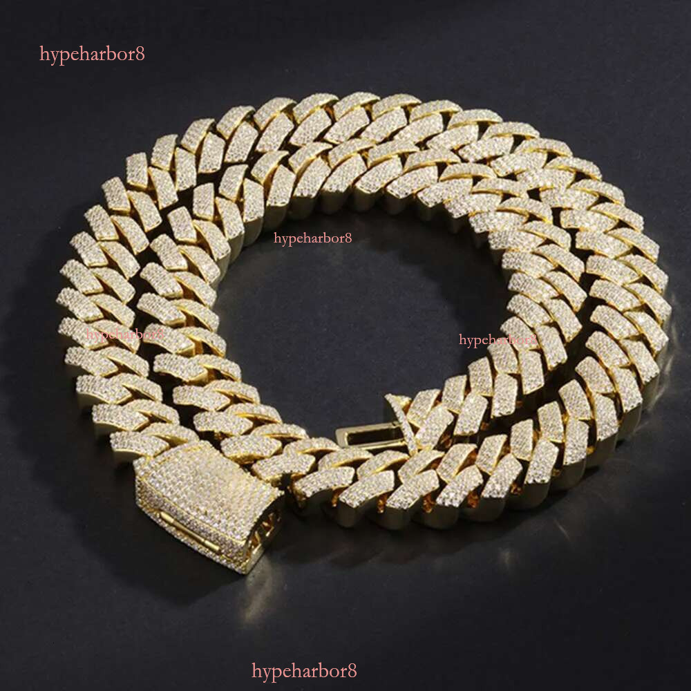 Necklace moissanite chain cuban k chainHip Hop Jewelry Custom VVS Lab Dia Mossinate Chain Men 14k Gold Vermeil