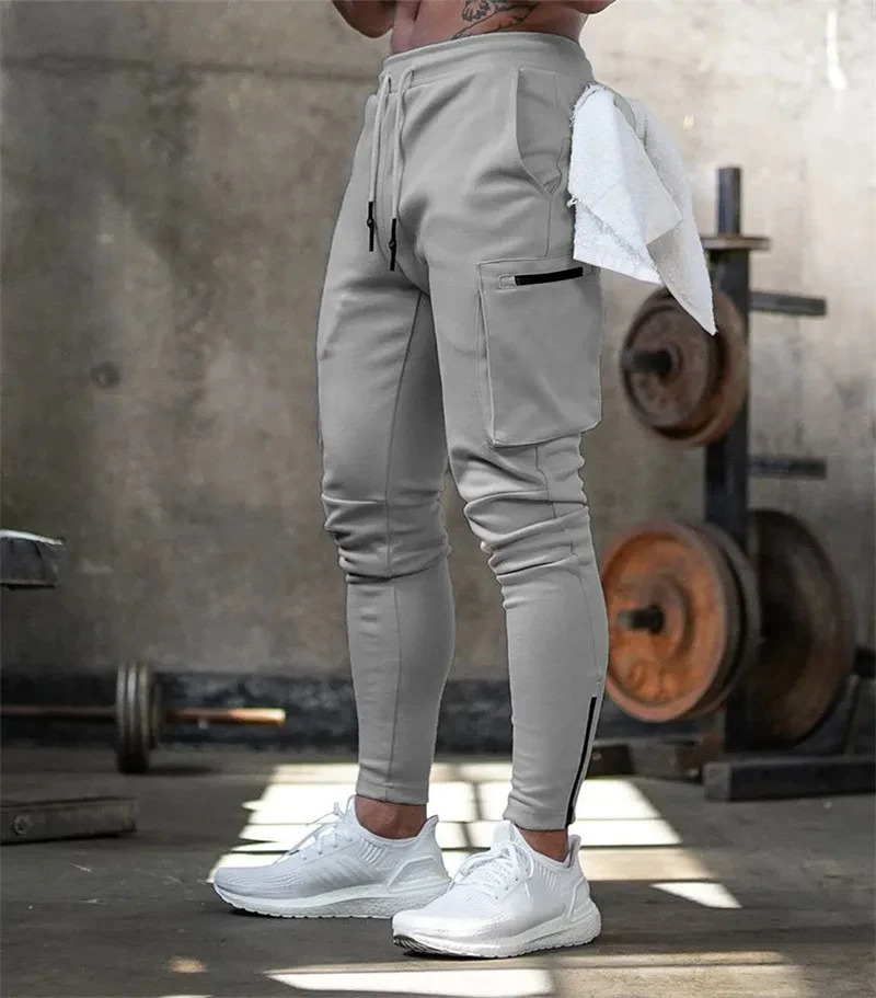 Sports pants mens gym fitness running jogging training tight sports pocket decoration 250326