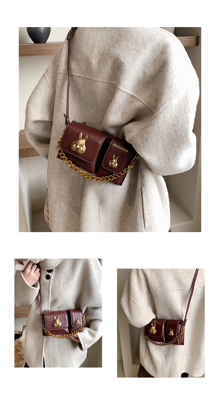 Niche fashion commuter woman bag new rabbit head small square bag underarm bag high-grade shoulder bag