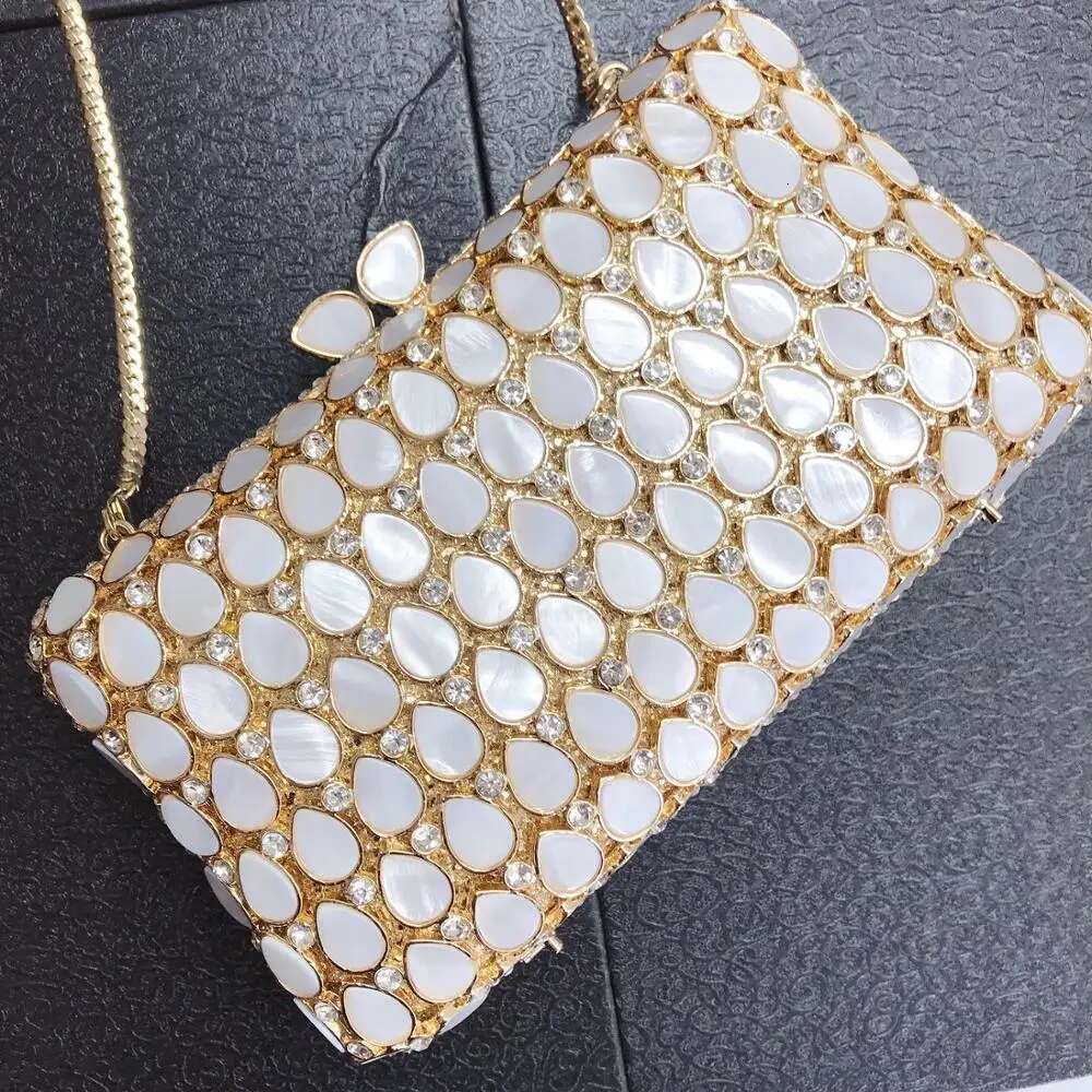 Women Evening Clutch Bag Bridal Wedding Elegant Party Handmade Clutch Purse Womens Handbags Purses Hollow Out Metallic