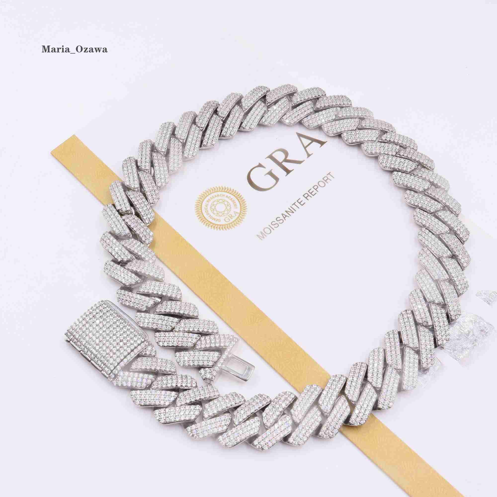 Custom Vvs Moissanite Diamond Iced Out 925 Sterling Silver Cuban Link Chain Pass Diamond Test 19mm Hip Hop Men Necklace
