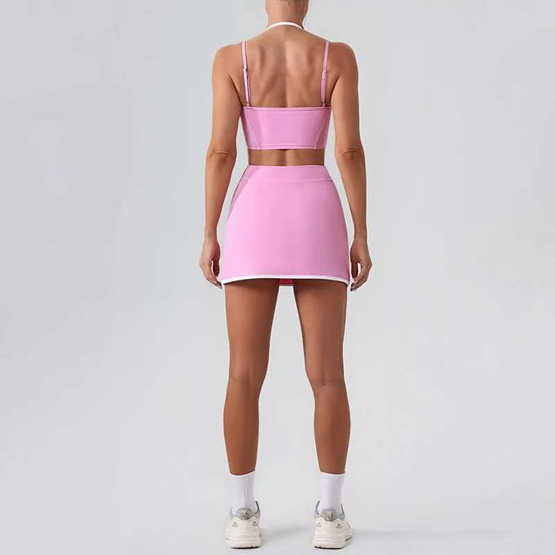 SVEIC Contrasting Color Yoga Short Bra Set Tennis Tight Fitness Tight Running Training Gym Clothing W250326