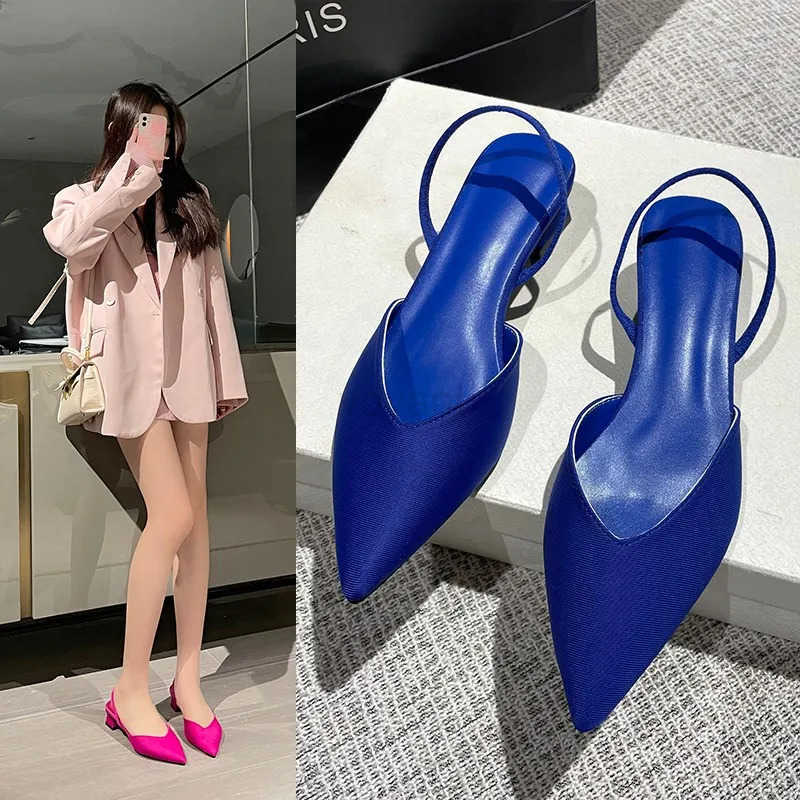 New Brand Wen Sandal Shoes Thin Low Heel 4cm Pumps Dress Shoes Ladies Fashion Pointed Toe Shallow Slingback Mes Z250326