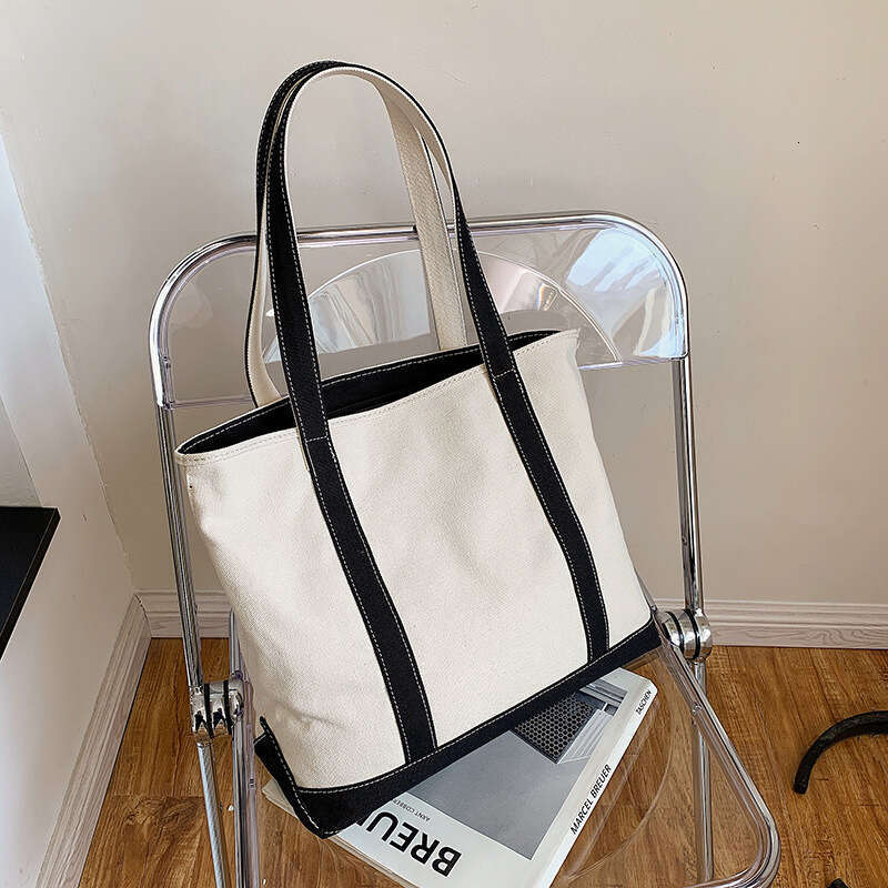 90 Canvas women in 2024, new casual and versatile canvas for students, simple tote bag
