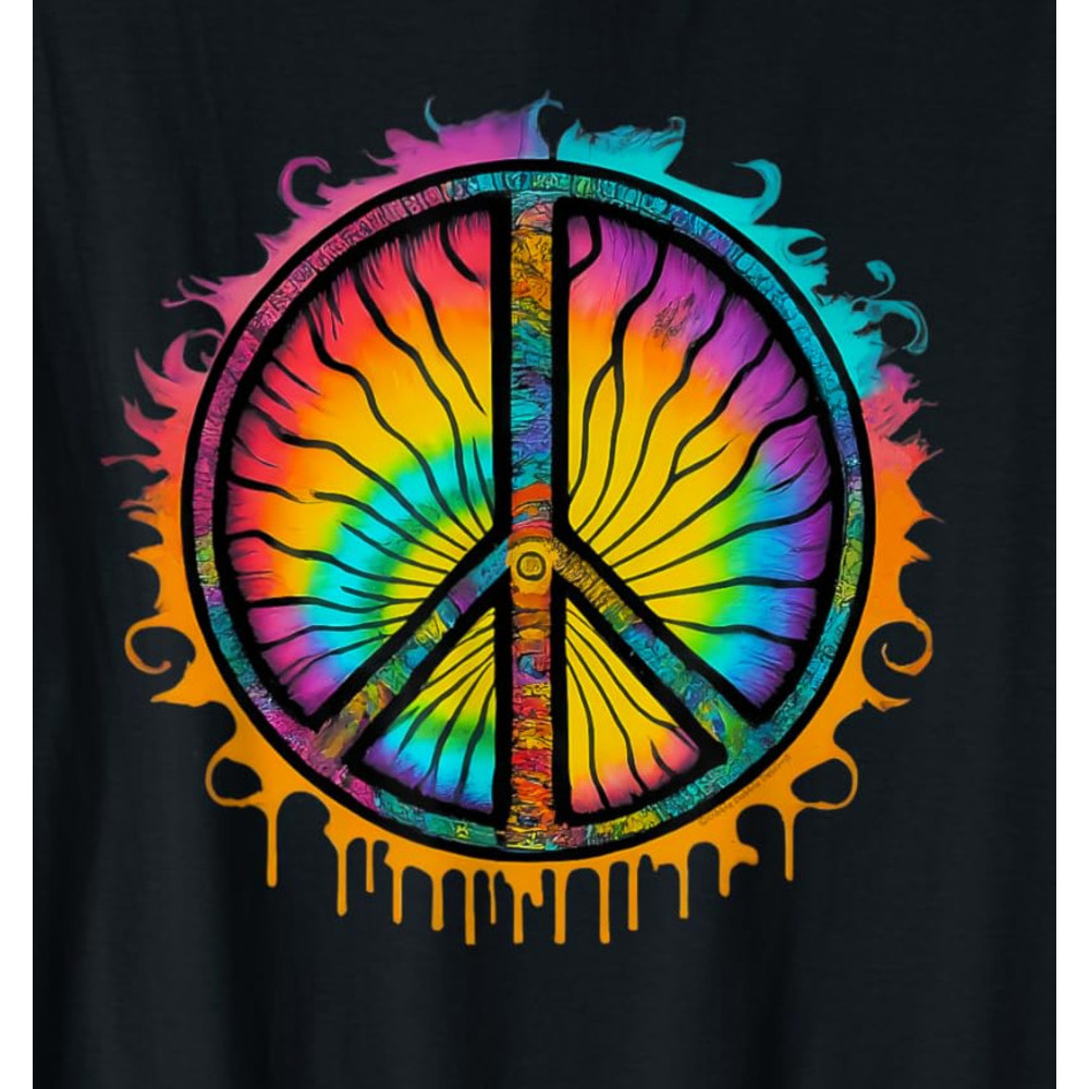 T shirt for Mens Cool Retro 60s 70s Tie Dye Peace Sign Graphic Tee Casual Tops Clothes Short sleeve cool