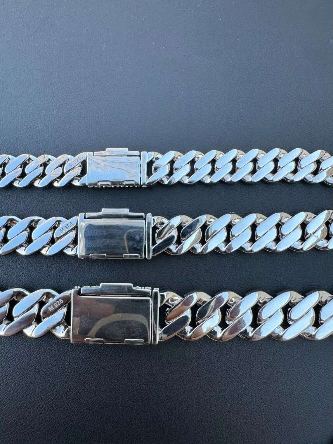 MOISSANITE 925 Sterling Silver Miami Cuban Link Chain Rounded Prong Vintage 10mm 14mm 16 30 Lengths Passes Fine Necklaces