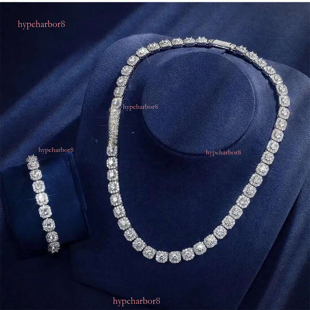 Fire Jewelry 6mm 10mm Sterg Sier d Color Vvs Moissanite Dia Cluster Tennis Chain Necklace for Men Women