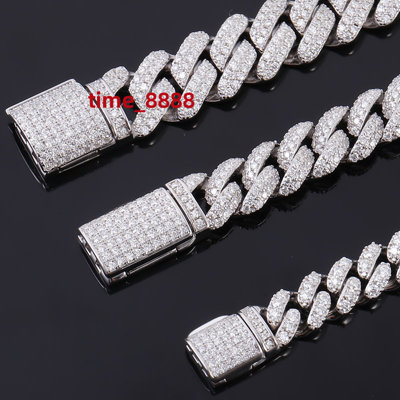 Cuba Chain 6MM 925 Silver Hip Hop Jewelry Mens Moissanite Bracelet Cuban Link Chain Moissanite