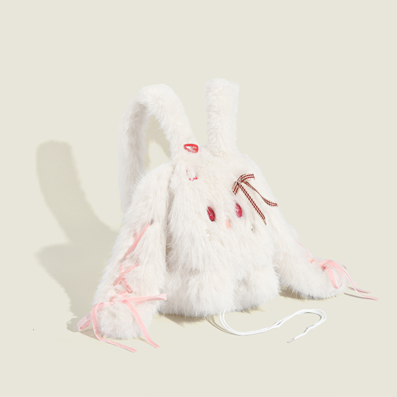 2024 Autumn And Winter New Small Rabbit Plush Backpack Cute Girl Shoulder Bag Female Autumn And Winter Cute Cartoon Bag