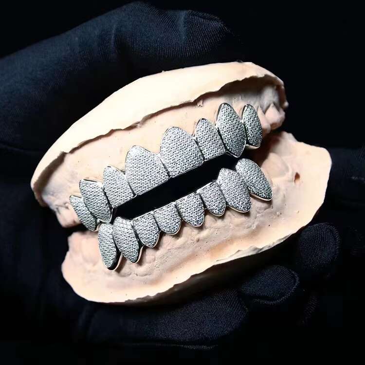 Yu Ying Custom Gold Braces Silver Color S925 with Iced Out Bling Moissanite Braces for Teeth Set