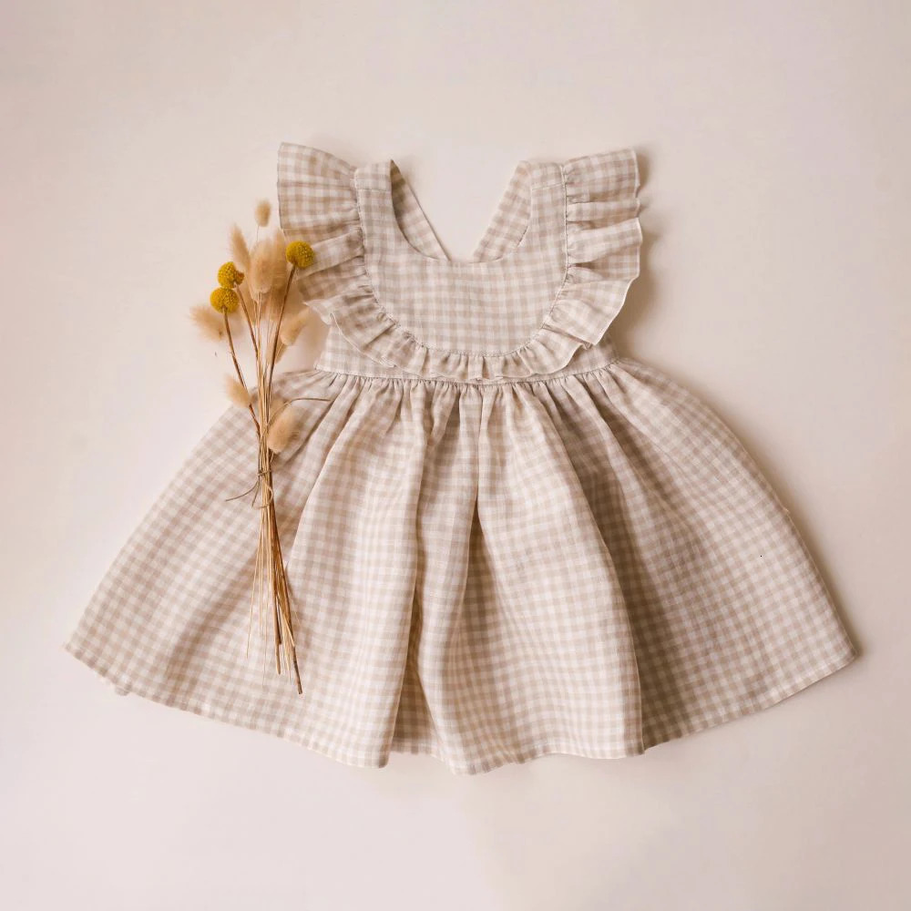 Fashion Toddler Girl Dresses Summer Linen Cotton Baby Girl Holiday Clothes Baby Girl Beach Dress 250326