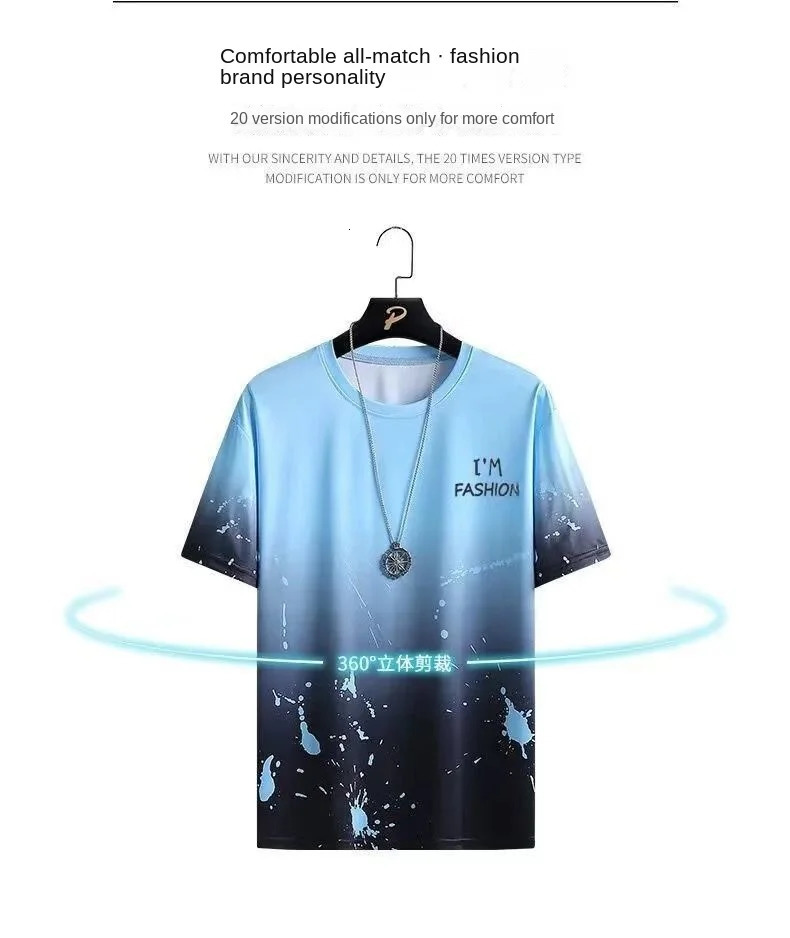 Summer mens casual suit thin quick drying round neck short sleeved Tshirt youth home wear sports twopiece set 250326