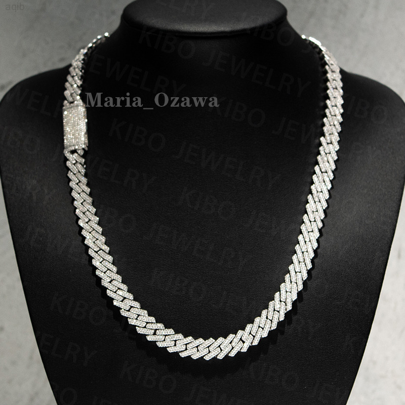 Best Rapper Jewelry Iced Out Necklace for Men 8mm 925 Sterling Silver Lab Diamond Moissanite Cuban Link Chain