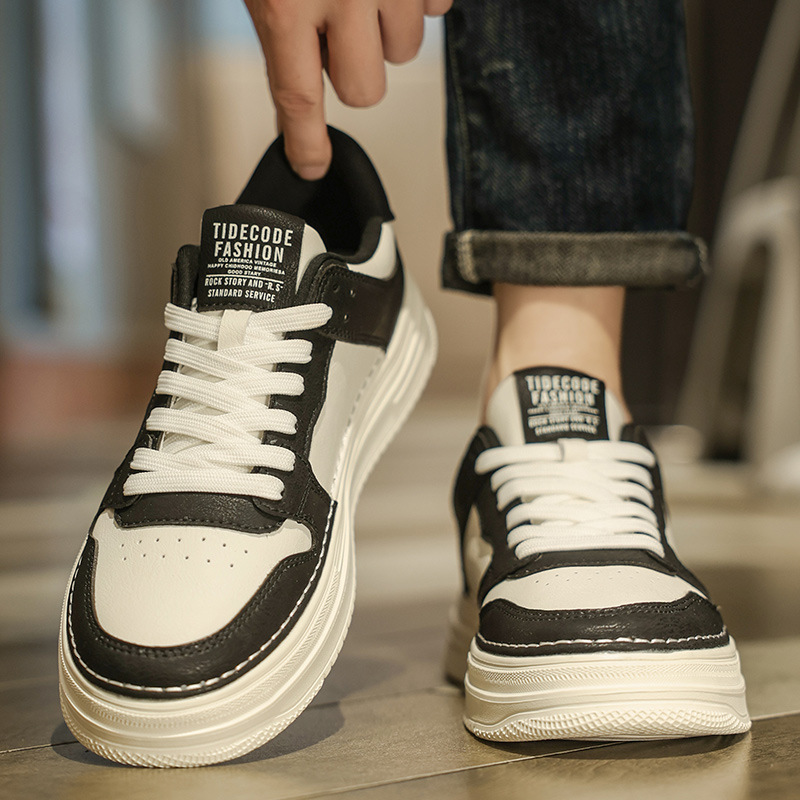 2025S New Trend Designer Men S Spring Versatile Board Men S Waterproof Casual Leather Shoes Sports Height Increase Thick Soled Small White Trendy Shoe