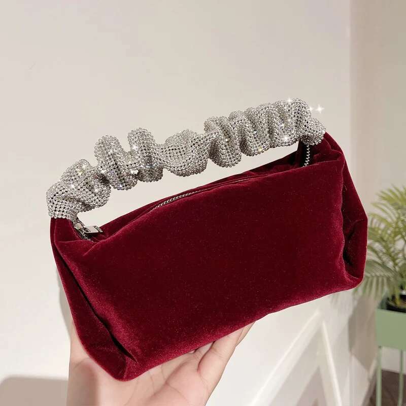 Foldable Handle Veet Handbag Women Soft Square Dia Clutch Bags Chic Designer Purses High Quality