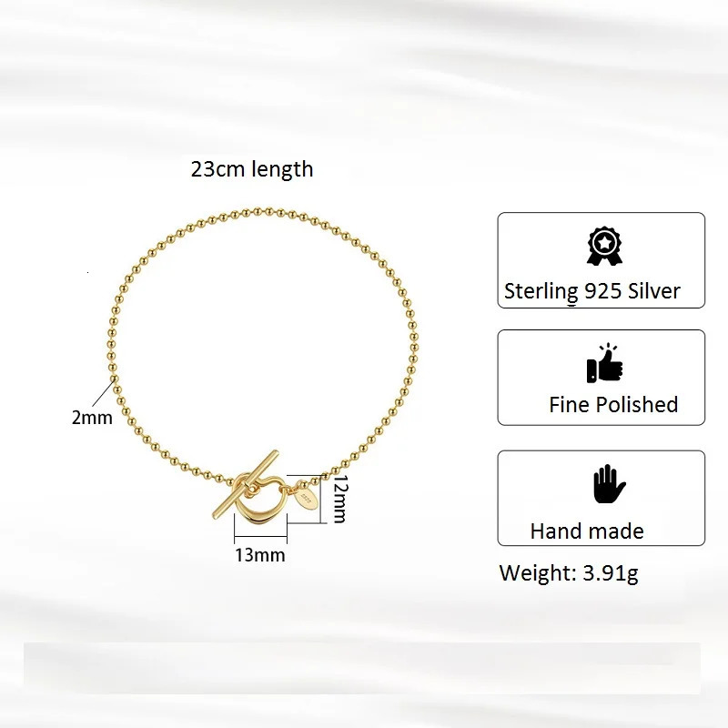 Mens simple ankle silver 925 ankle chain summer jewelry accessory 23cm ankle bracelet 14k gold-plated 250322