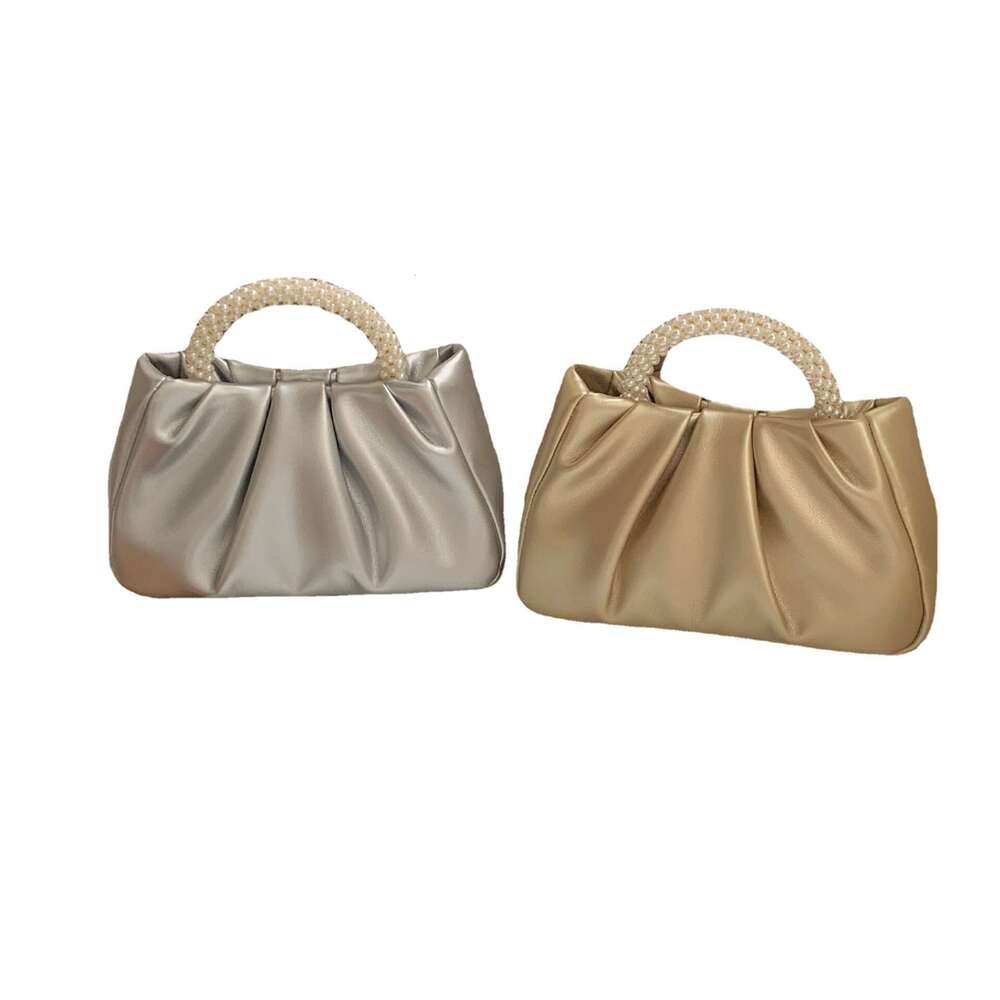 French pleated 2025 high-end feeling fairy like pearl small handbag gentle wind crossbody cloud bag for women