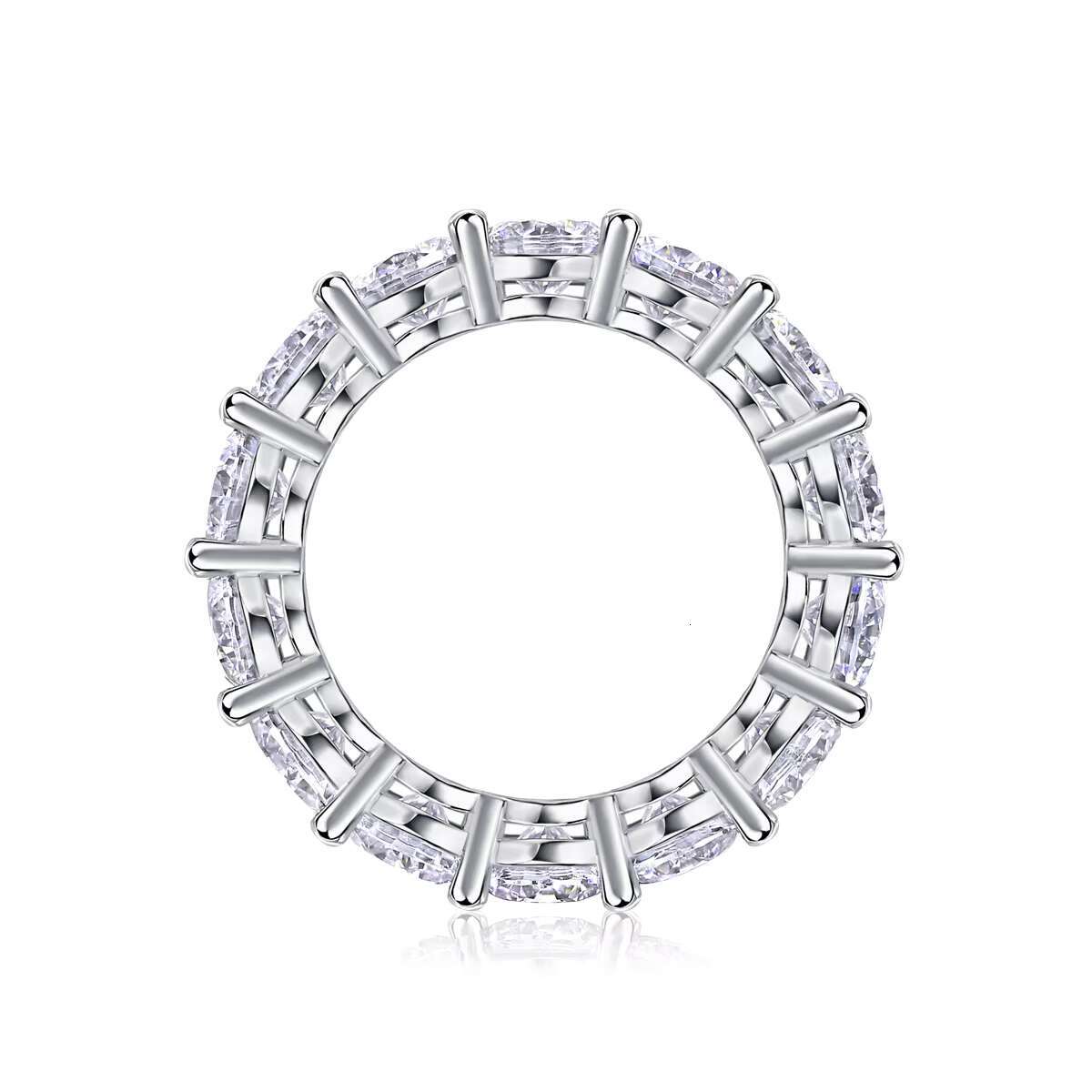 18K White Gold Plated Fine Jewelry Promise Eternity Ring 925 Sterling Sliver Full Diamond D/VVS Moissanite Single Row Rings