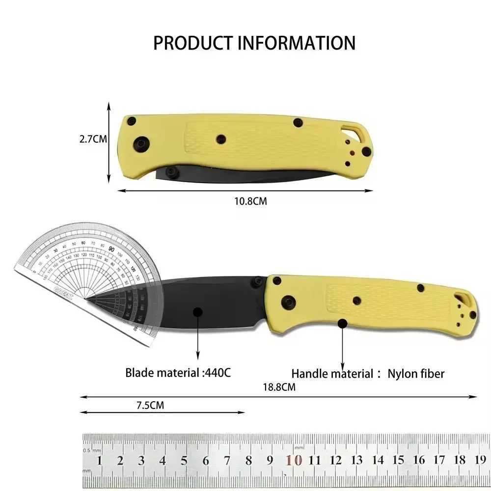 BM535 Bugout Folding Knife 440C Steel Blade Outdoor Tactical Military Hunting Knife Camping Survival EDC Pocket Knife Mens GiftXJ250326